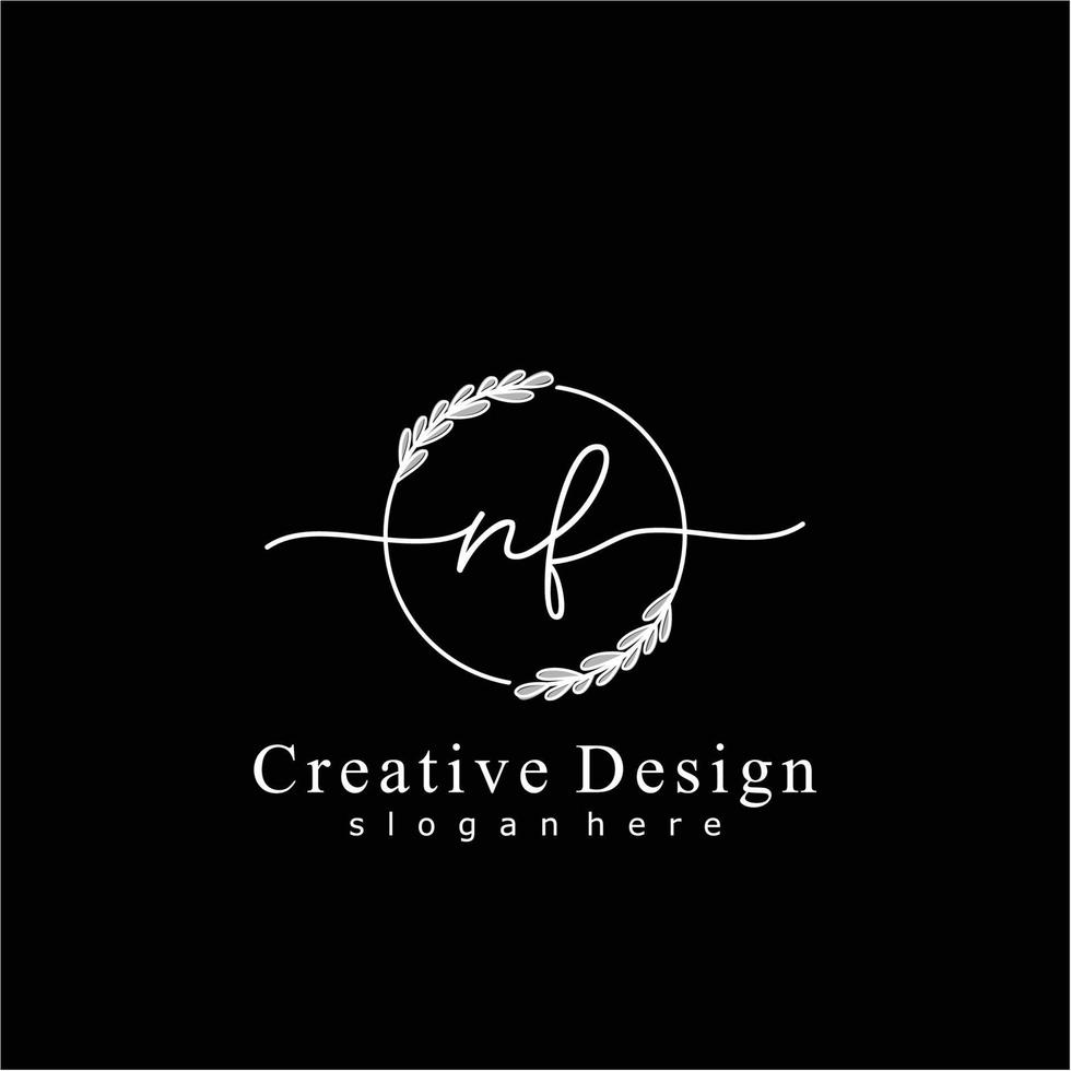 Initial NF beauty monogram and elegant logo design, handwriting logo of initial signature, wedding, fashion, floral and botanical logo concept design. vector