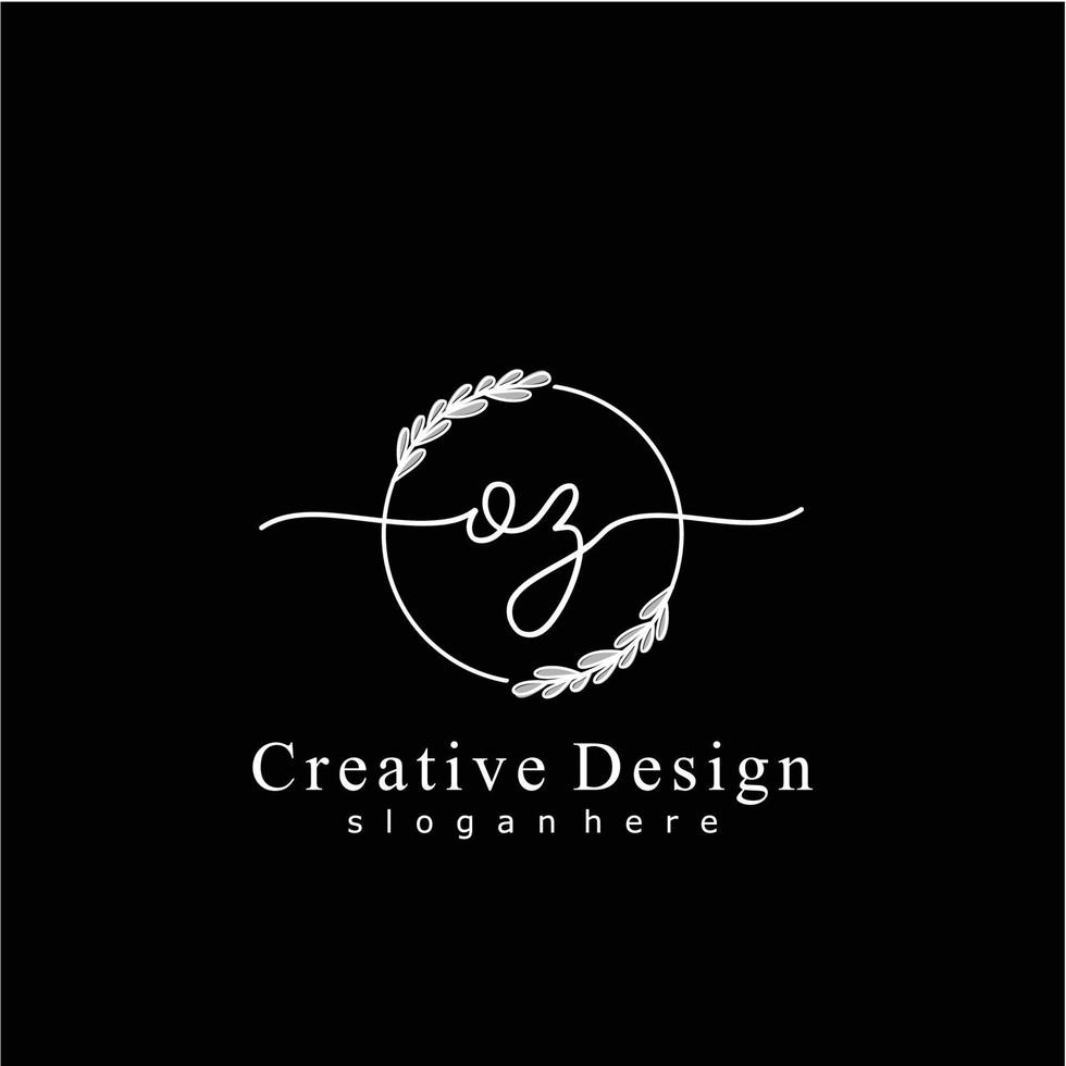 Initial OZ beauty monogram and elegant logo design, handwriting logo of initial signature, wedding, fashion, floral and botanical logo concept design. vector