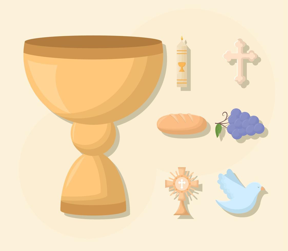 seven first communion items vector