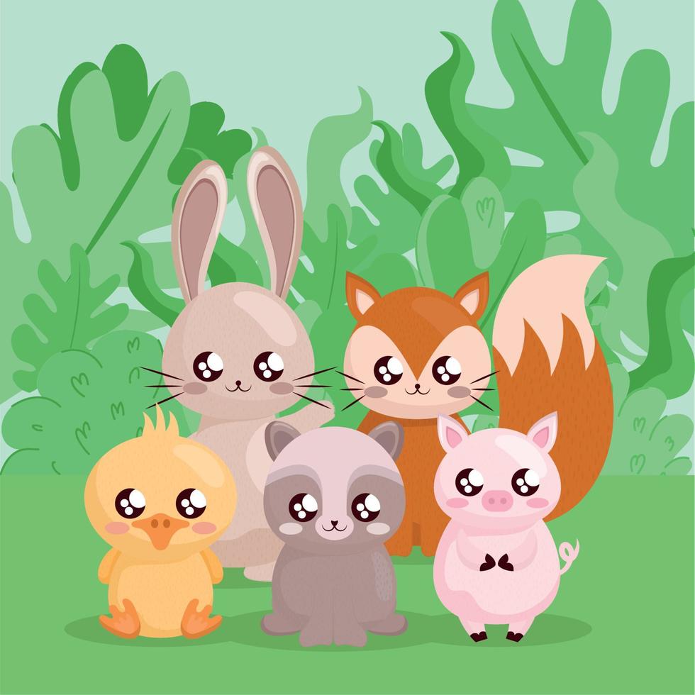 animals over grass vector