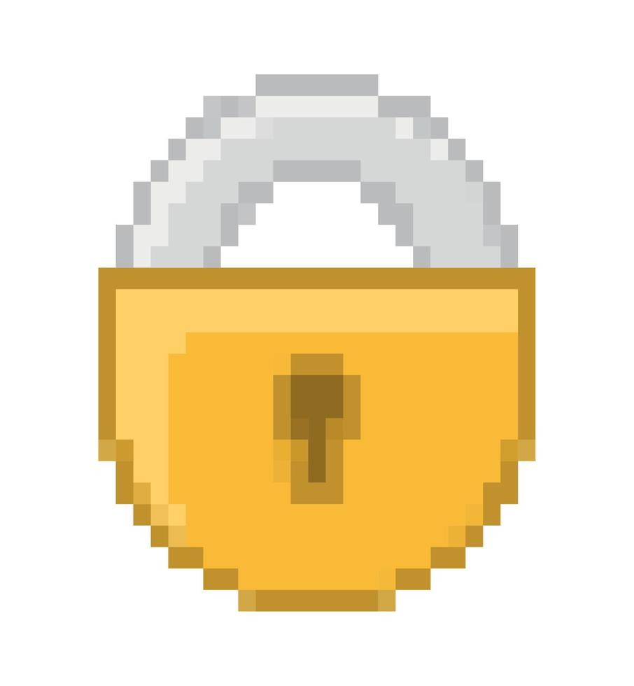 pixelated golden padlock vector