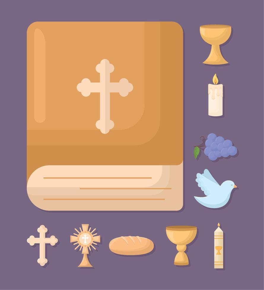 ten first communion icons vector