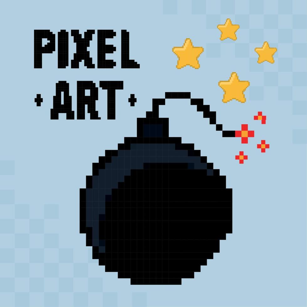 pixel art bomb poster vector