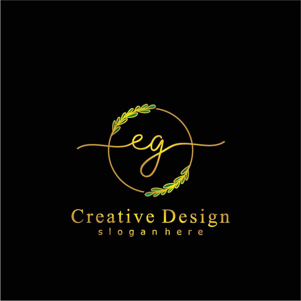 Initial EG beauty monogram and elegant logo design, handwriting logo of initial signature, wedding, fashion, floral and botanical logo concept design vector
