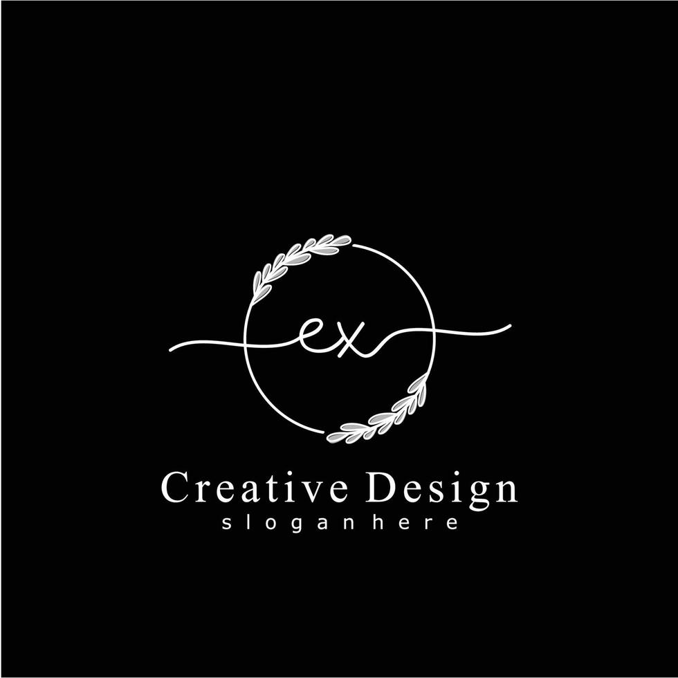 Initial EX beauty monogram and elegant logo design, handwriting logo of initial signature, wedding, fashion, floral and botanical logo concept design vector