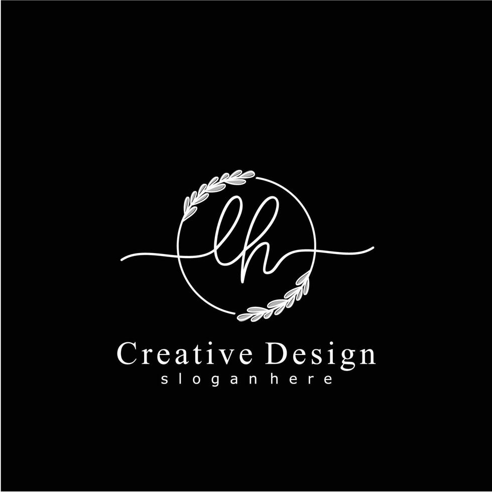 Initial LH beauty monogram and elegant logo design, handwriting logo of initial signature, wedding, fashion, floral and botanical logo concept design. vector