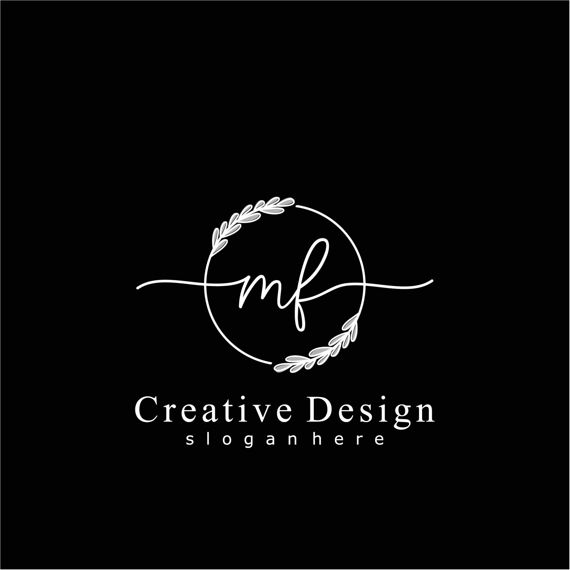 Initial mf beauty monogram and elegant logo design