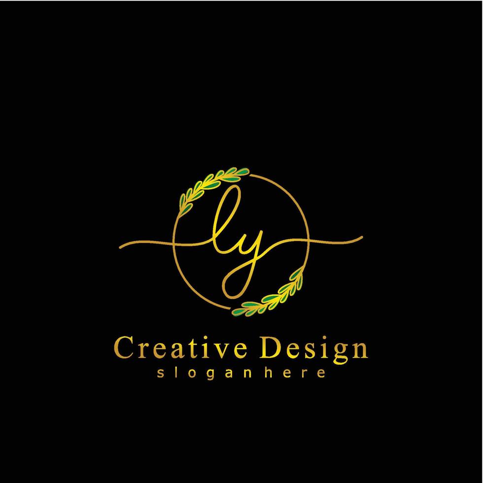 Initial LY beauty monogram and elegant logo design, handwriting logo of initial signature, wedding, fashion, floral and botanical logo concept design. vector