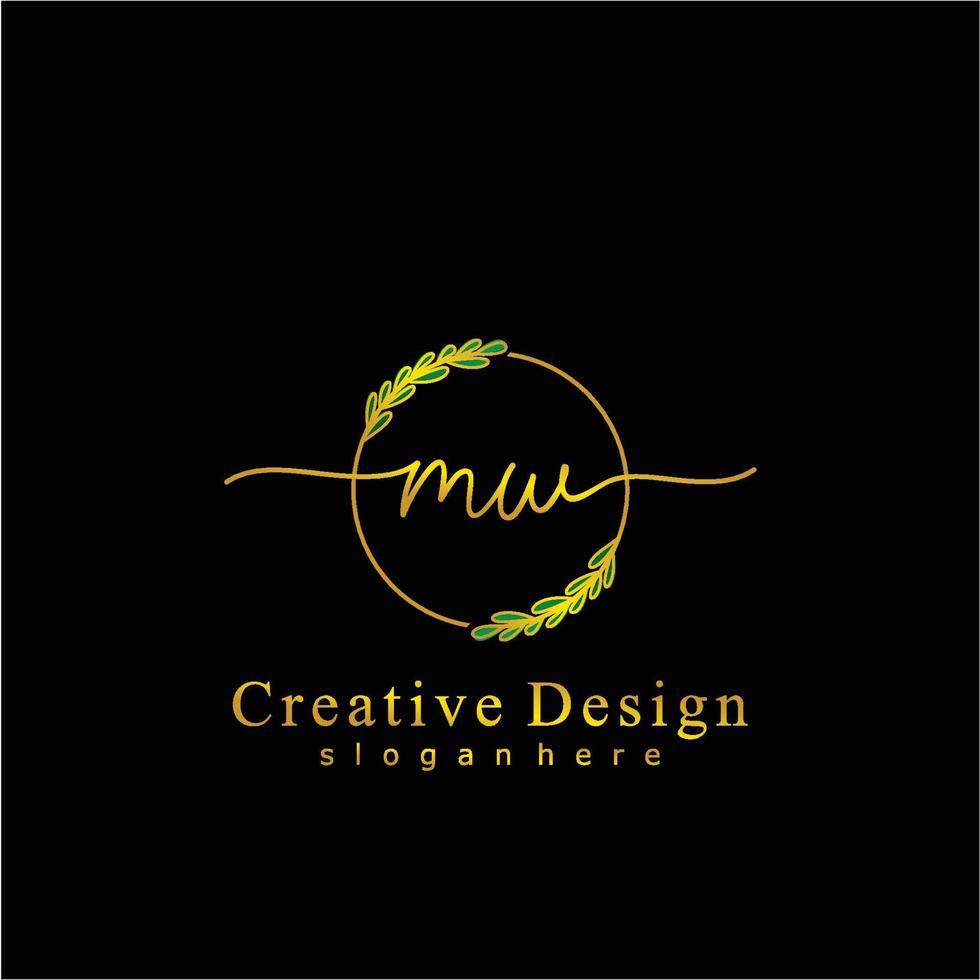 inicial mw belleza monograma y elegante logo diseño, escritura logo de inicial firma, boda, moda, floral y botánico logo concepto diseño. vector