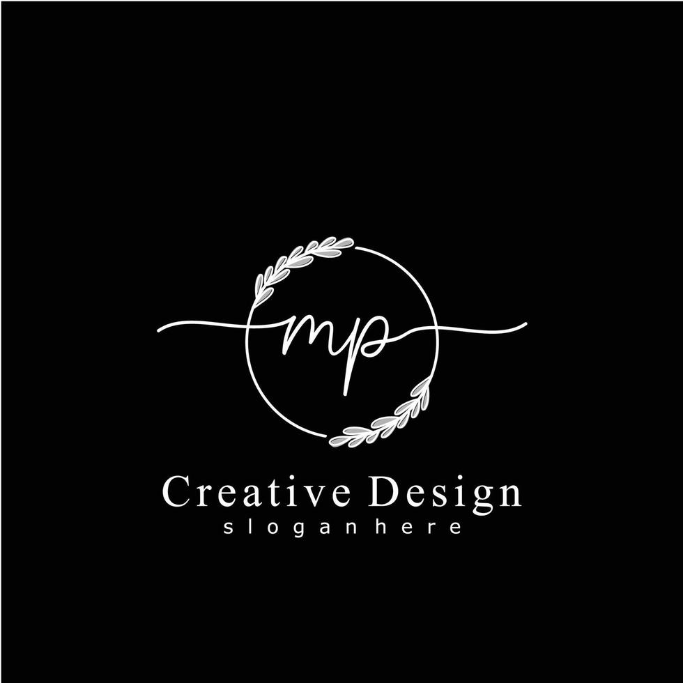 Initial MP beauty monogram and elegant logo design, handwriting logo of initial signature, wedding, fashion, floral and botanical logo concept design. vector