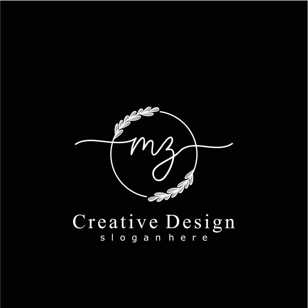 Initial MZ beauty monogram and elegant logo design, handwriting logo of initial signature, wedding, fashion, floral and botanical logo concept design. vector