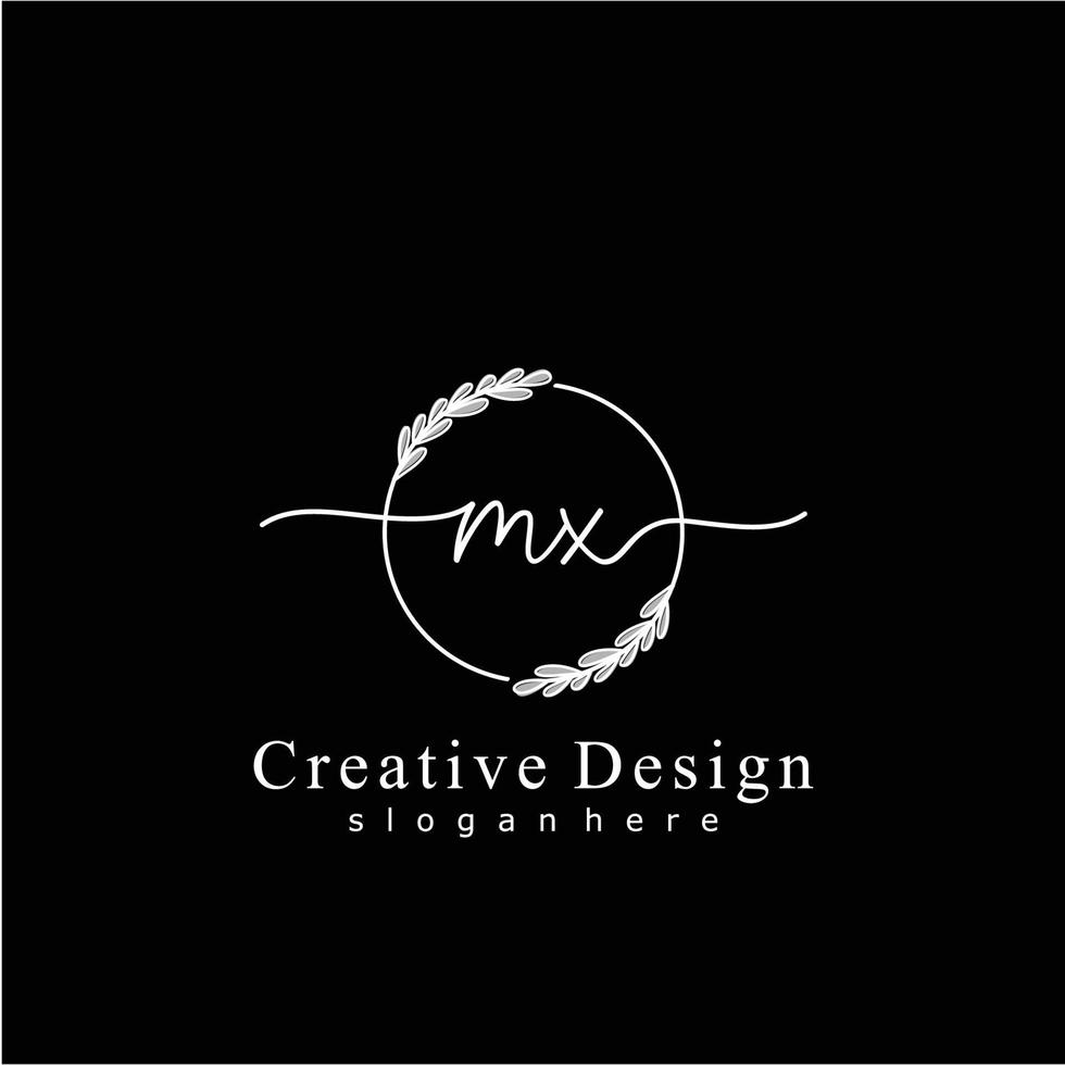 Initial MX beauty monogram and elegant logo design, handwriting logo of initial signature, wedding, fashion, floral and botanical logo concept design. vector