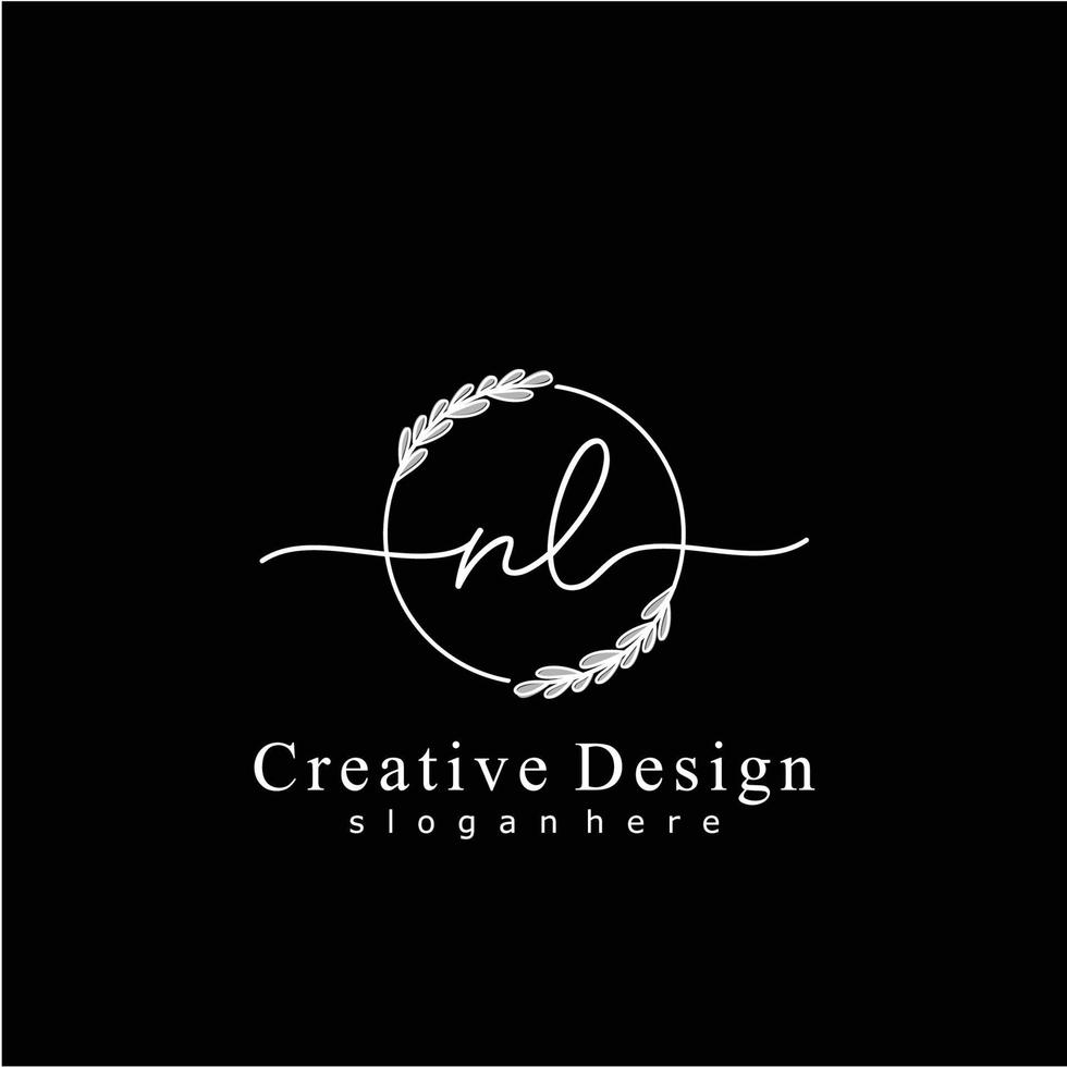 Initial NL beauty monogram and elegant logo design, handwriting logo of initial signature, wedding, fashion, floral and botanical logo concept design. vector