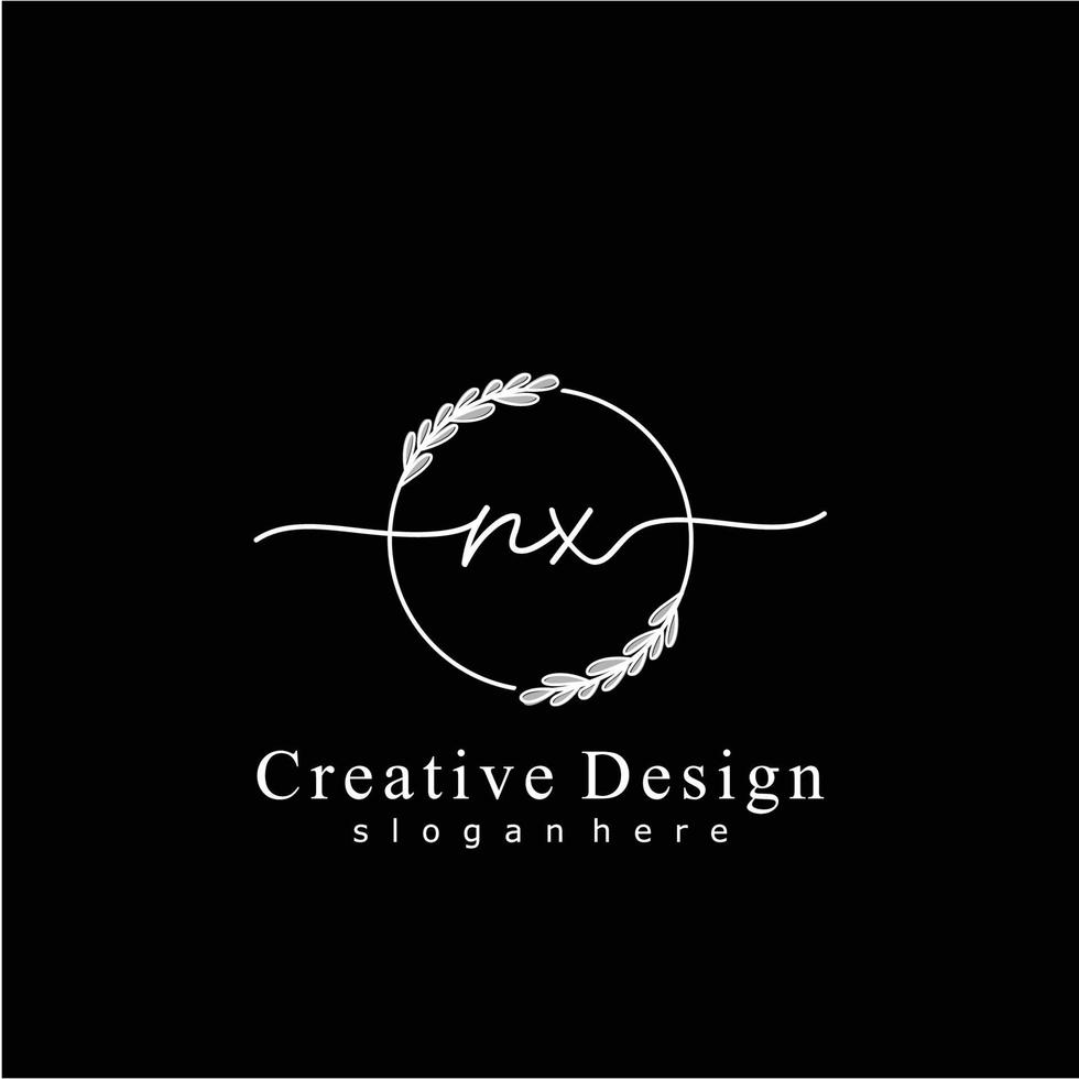 Initial NX beauty monogram and elegant logo design, handwriting logo of initial signature, wedding, fashion, floral and botanical logo concept design. vector