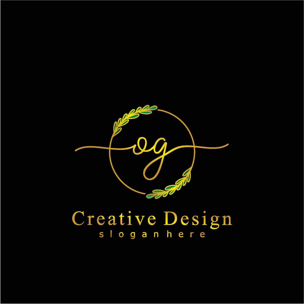 inicial og belleza monograma y elegante logo diseño, escritura logo de inicial firma, boda, moda, floral y botánico logo concepto diseño. vector