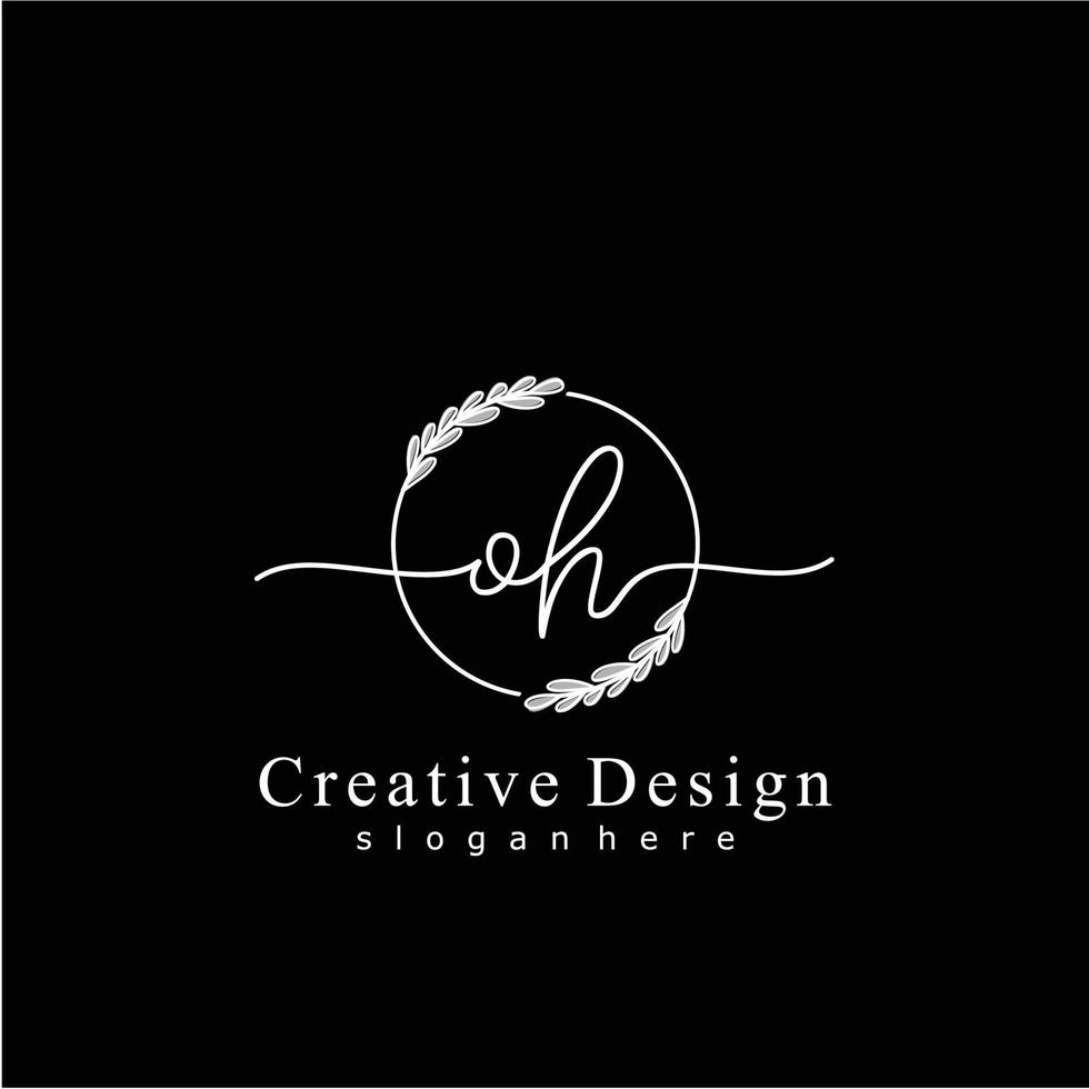 Initial OH beauty monogram and elegant logo design, handwriting logo of initial signature, wedding, fashion, floral and botanical logo concept design. vector