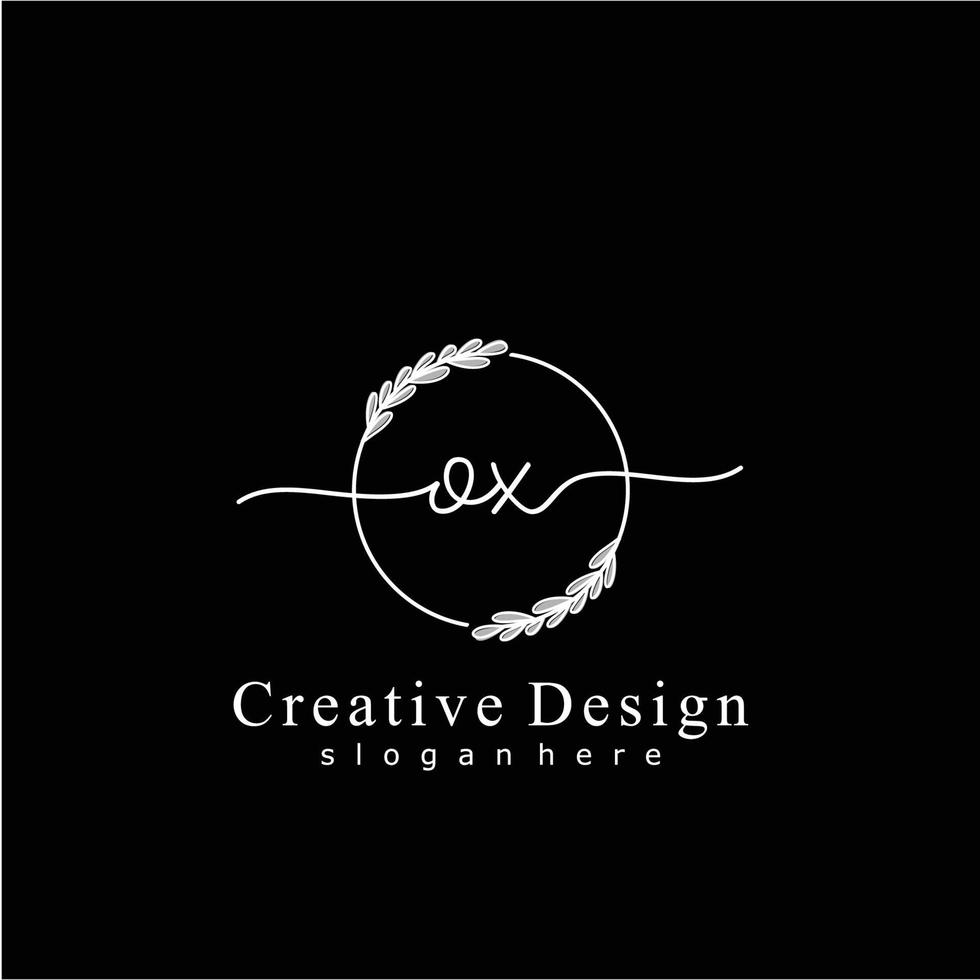 Initial OX beauty monogram and elegant logo design, handwriting logo of initial signature, wedding, fashion, floral and botanical logo concept design. vector