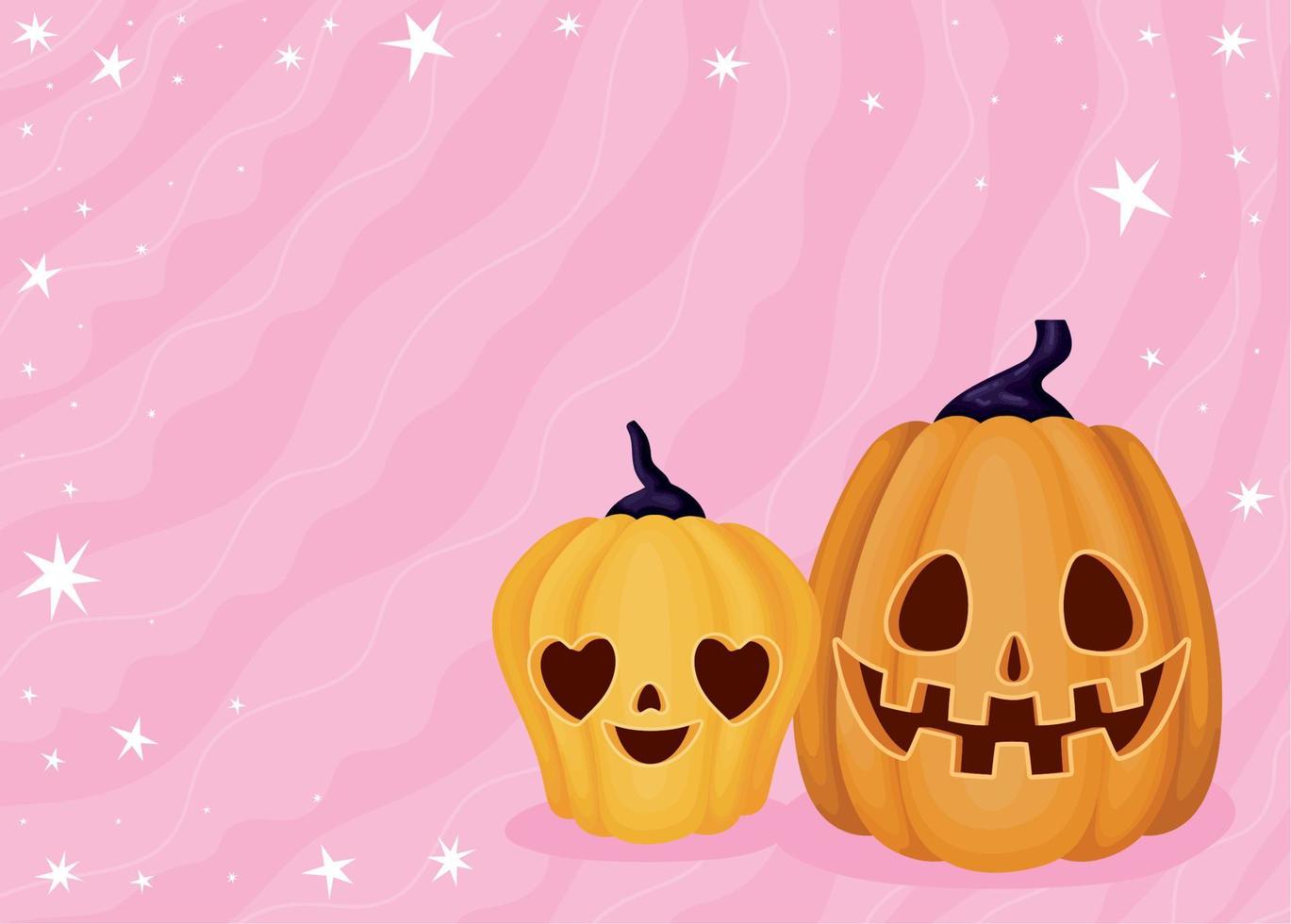 halloween pumpkins card vector