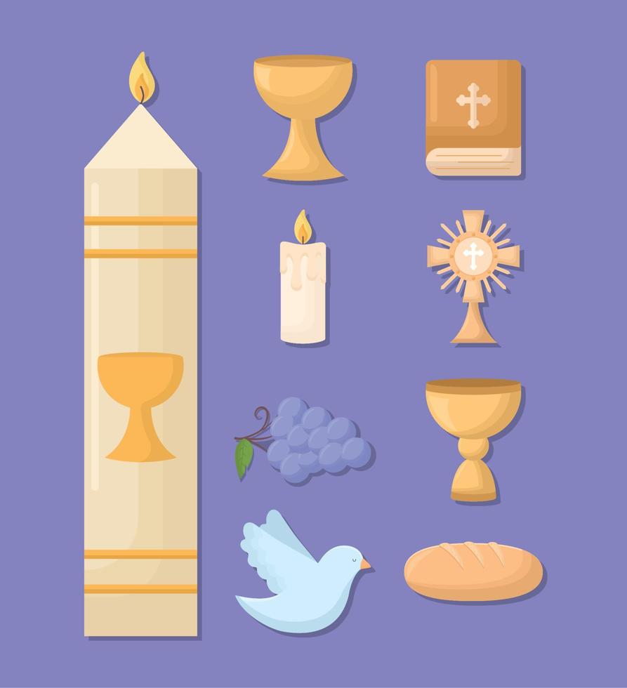 nine first communion items vector