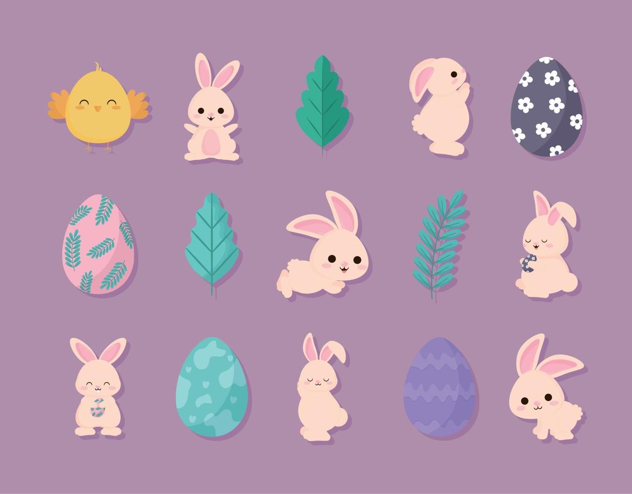 easter animals and eggs vector
