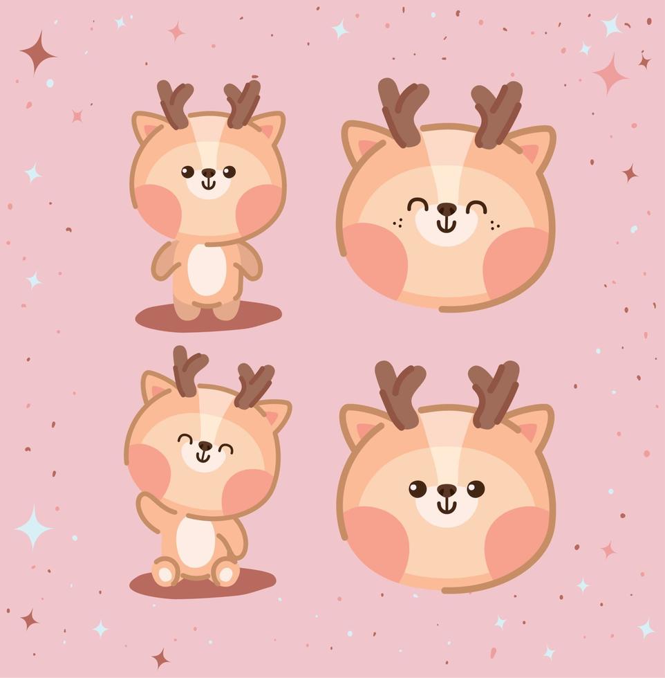 four reindeer set vector