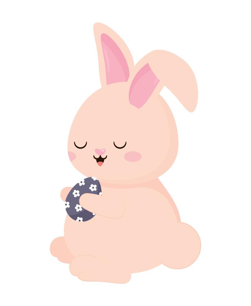 pink bunny with egg vector