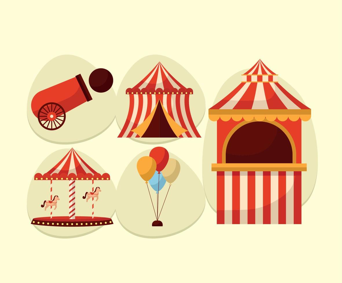 amusement fair icons vector