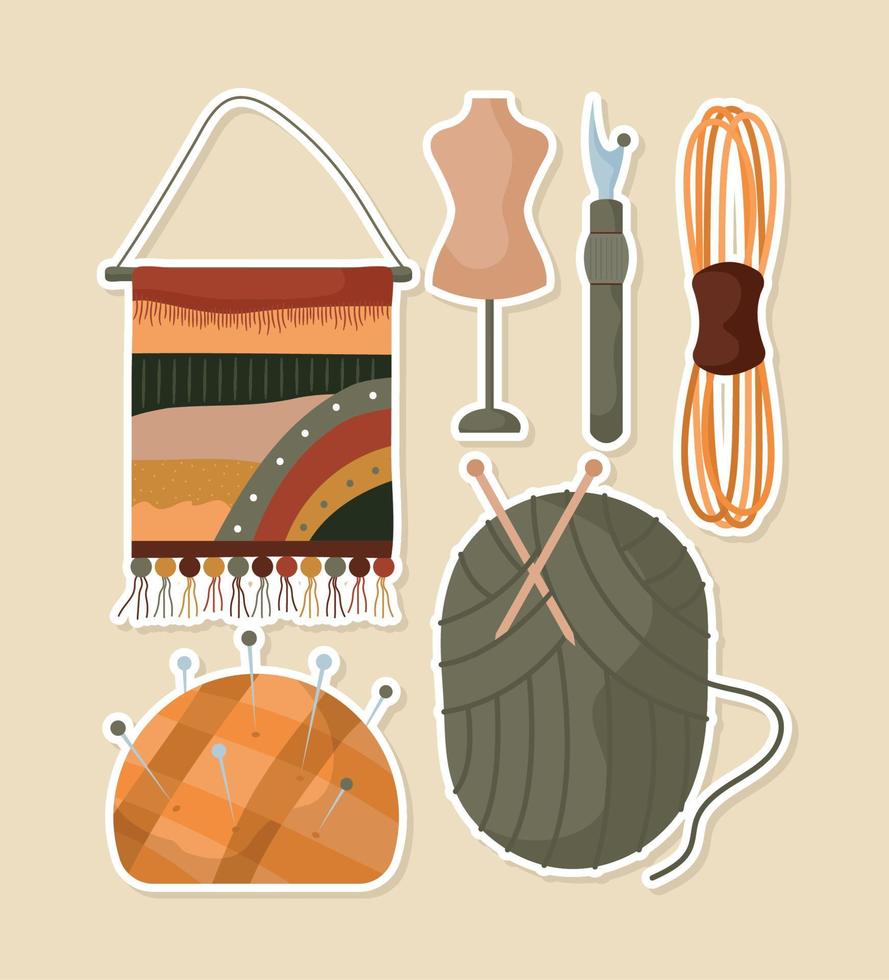 embroidery items set vector