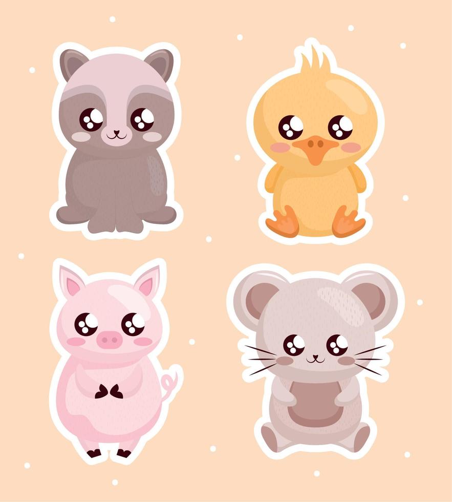four cute animals vector