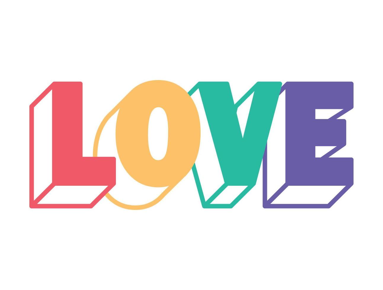 3d love lettering vector