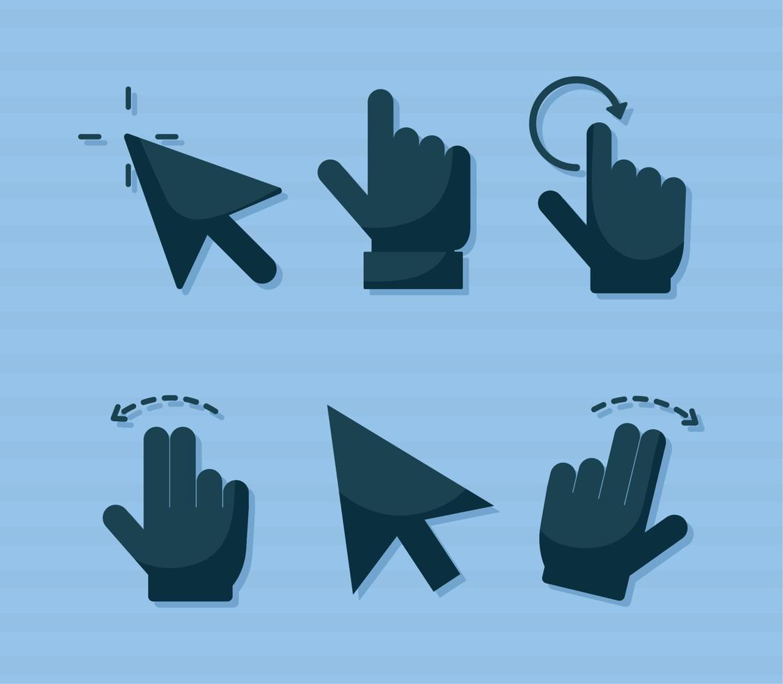 six mouse pointers vector