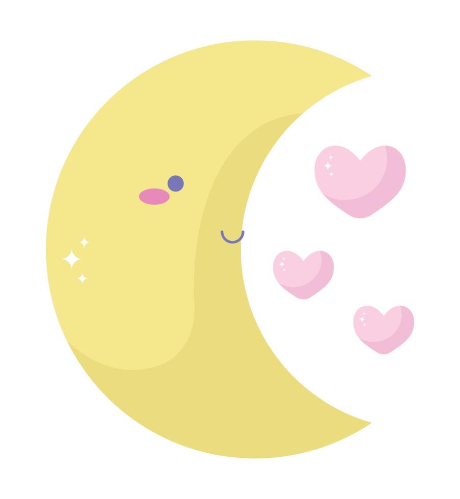 Luna con corazones vector