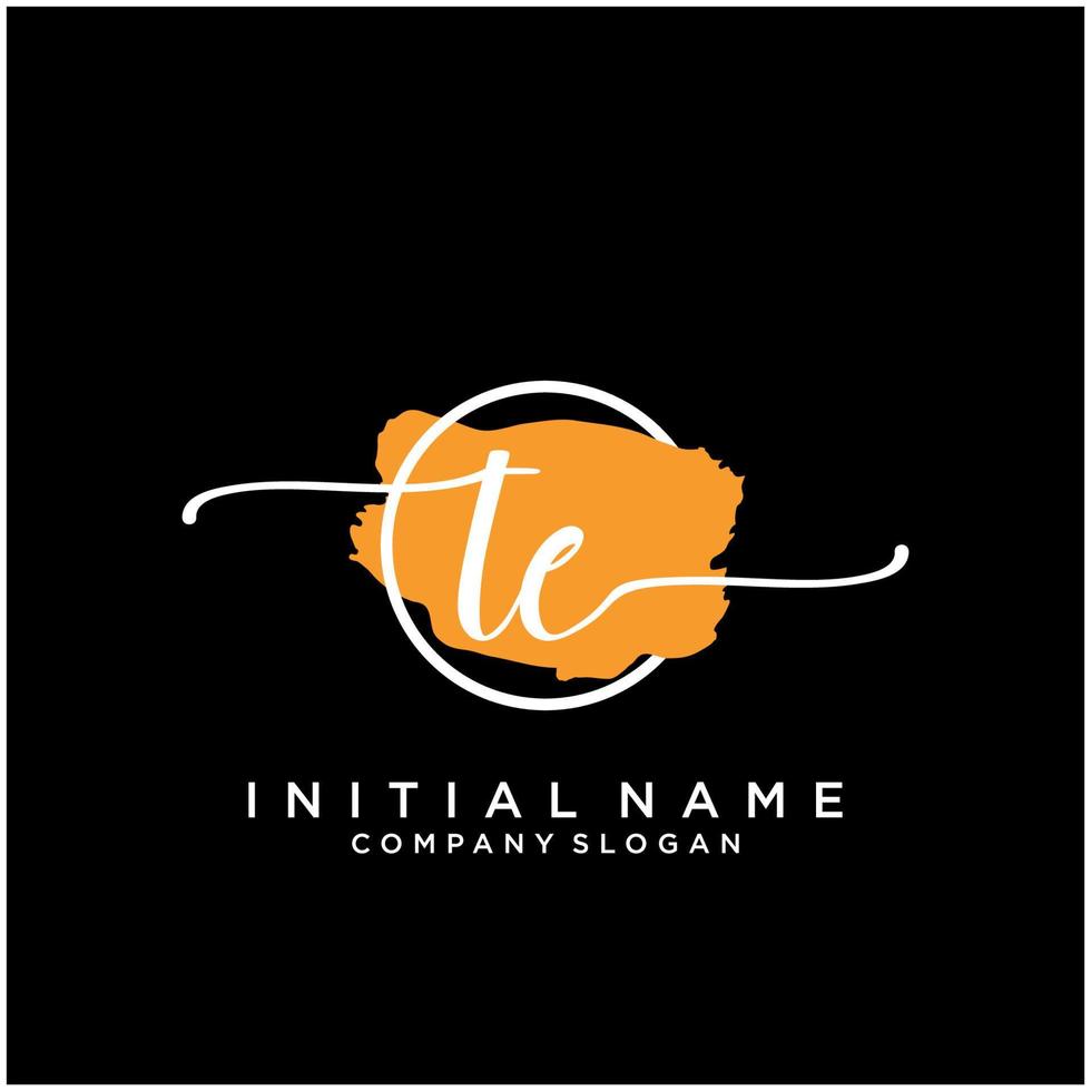 Initial TE feminine logo collections template. handwriting logo of initial signature, wedding, fashion, jewerly, boutique, floral and botanical with creative template for any company or business. vector