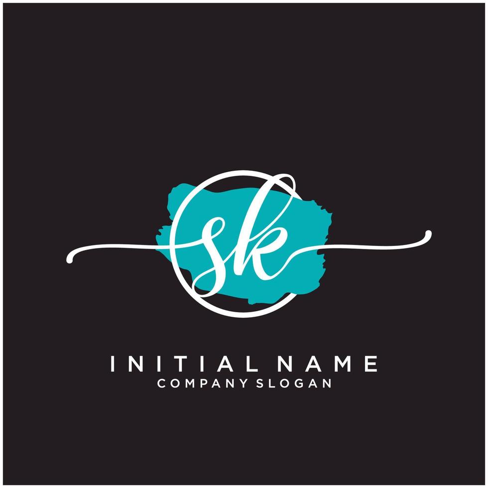 inicial sk femenino logo colecciones modelo. escritura logo de inicial firma, boda, moda, joyería, boutique, floral y botánico con creativo modelo para ninguna empresa o negocio. vector