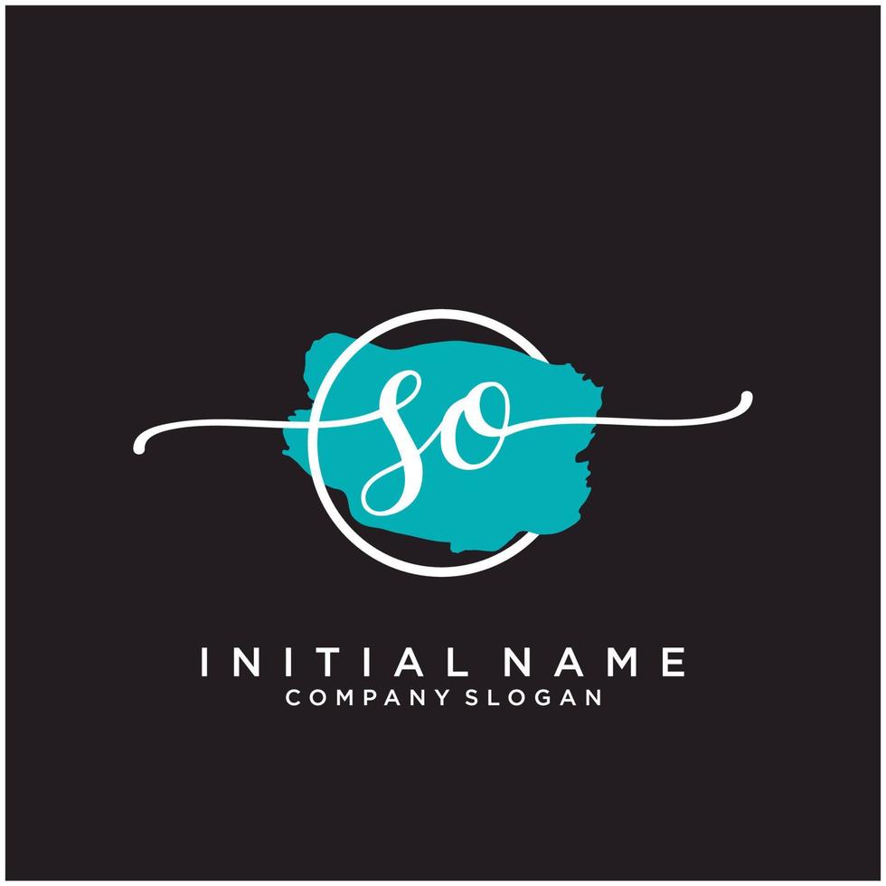 Initial SO feminine logo collections template. handwriting logo of initial signature, wedding, fashion, jewerly, boutique, floral and botanical with creative template for any company or business. vector