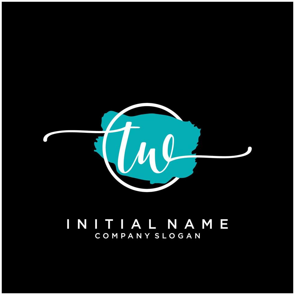 Initial TW feminine logo collections template. handwriting logo of initial signature, wedding, fashion, jewerly, boutique, floral and botanical with creative template for any company or business. vector