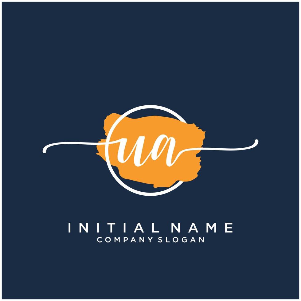 Initial UA feminine logo collections template. handwriting logo of initial signature, wedding, fashion, jewerly, boutique, floral and botanical with creative template for any company or business. vector
