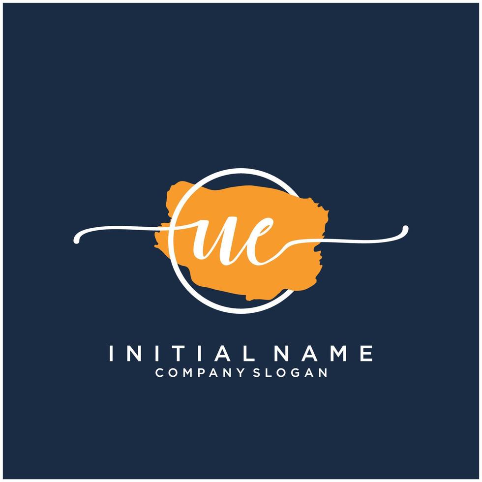 Initial UE feminine logo collections template. handwriting logo of initial signature, wedding, fashion, jewerly, boutique, floral and botanical with creative template for any company or business. vector