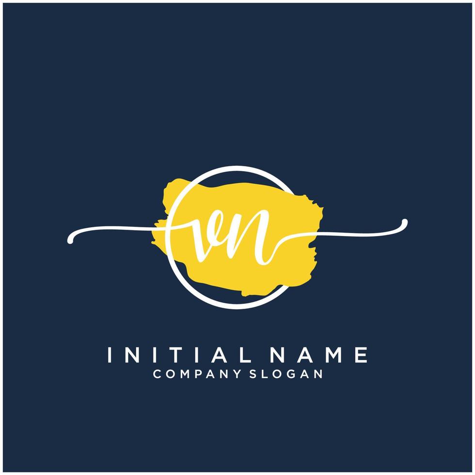 Initial VN feminine logo collections template. handwriting logo of initial signature, wedding, fashion, jewerly, boutique, floral and botanical with creative template for any company or business. vector