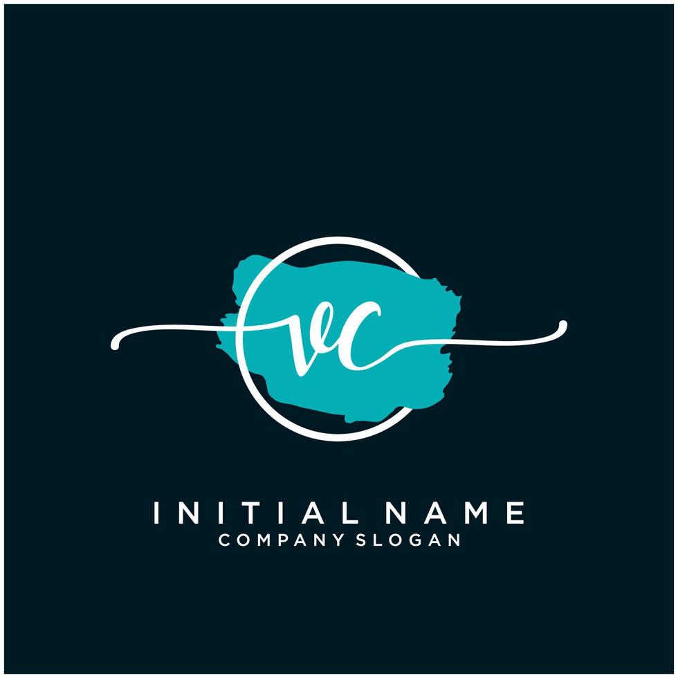 Initial VC feminine logo collections template. handwriting logo of initial signature, wedding, fashion, jewerly, boutique, floral and botanical with creative template for any company or business. vector