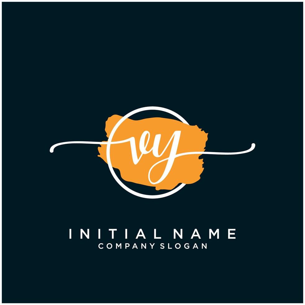 Initial VY feminine logo collections template. handwriting logo of initial signature, wedding, fashion, jewerly, boutique, floral and botanical with creative template for any company or business. vector