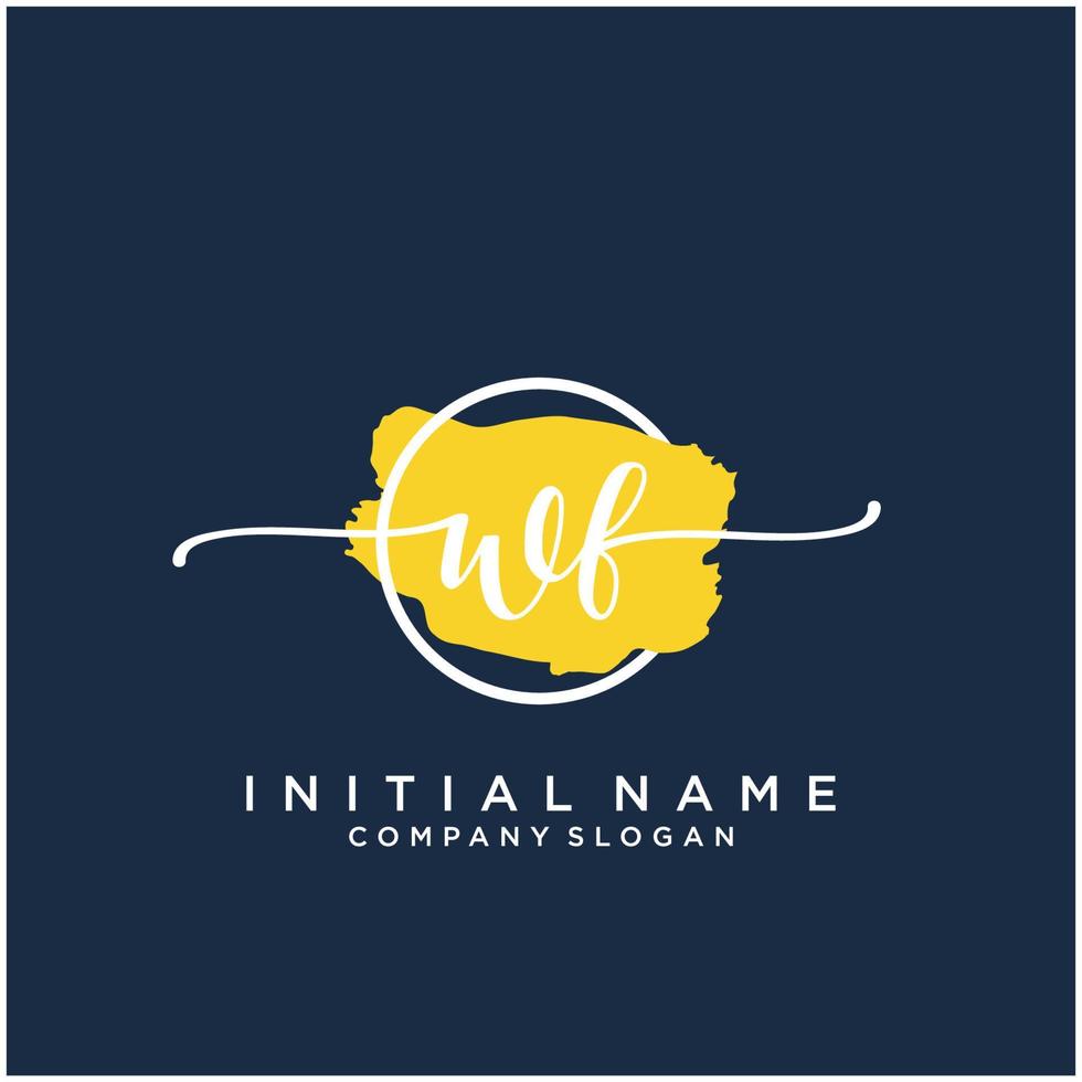 Initial WF feminine logo collections template. handwriting logo of initial signature, wedding, fashion, jewerly, boutique, floral and botanical with creative template for any company or business. vector