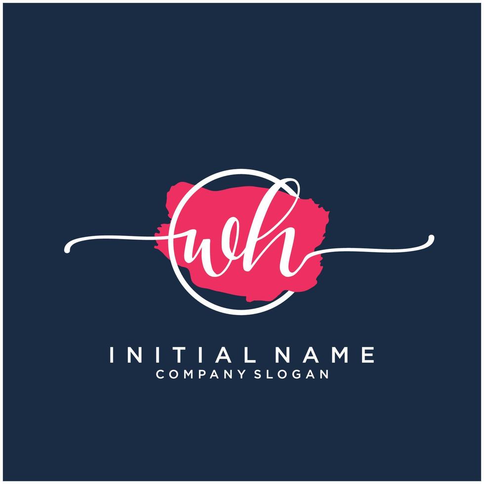 Initial WH feminine logo collections template. handwriting logo of initial signature, wedding, fashion, jewerly, boutique, floral and botanical with creative template for any company or business. vector