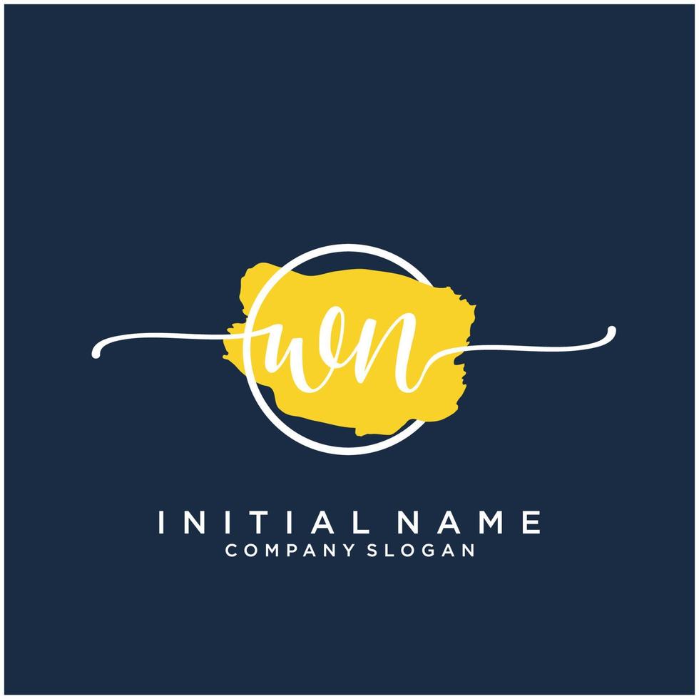 Initial WN feminine logo collections template. handwriting logo of initial signature, wedding, fashion, jewerly, boutique, floral and botanical with creative template for any company or business. vector