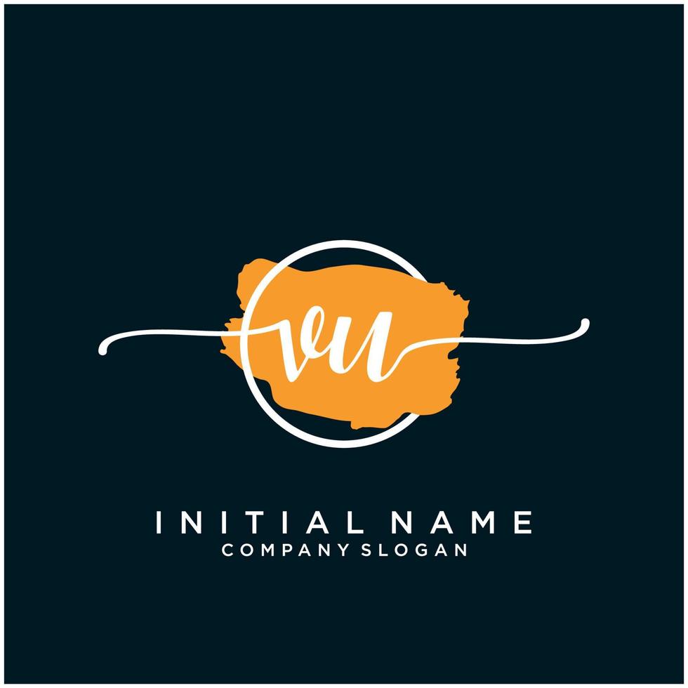 Initial VU feminine logo collections template. handwriting logo of initial signature, wedding, fashion, jewerly, boutique, floral and botanical with creative template for any company or business. vector