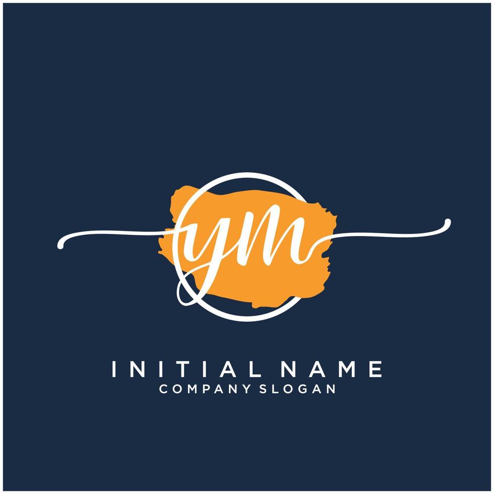 Initial YM feminine logo collections template. handwriting logo of initial signature, wedding, fashion, jewerly, boutique, floral and botanical with creative template for any company or business. vector