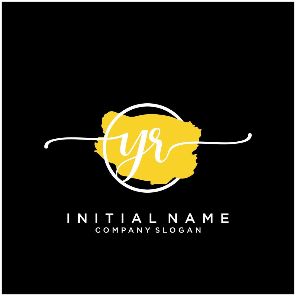 Initial YR feminine logo collections template. handwriting logo of initial signature, wedding, fashion, jewerly, boutique, floral and botanical with creative template for any company or business. vector