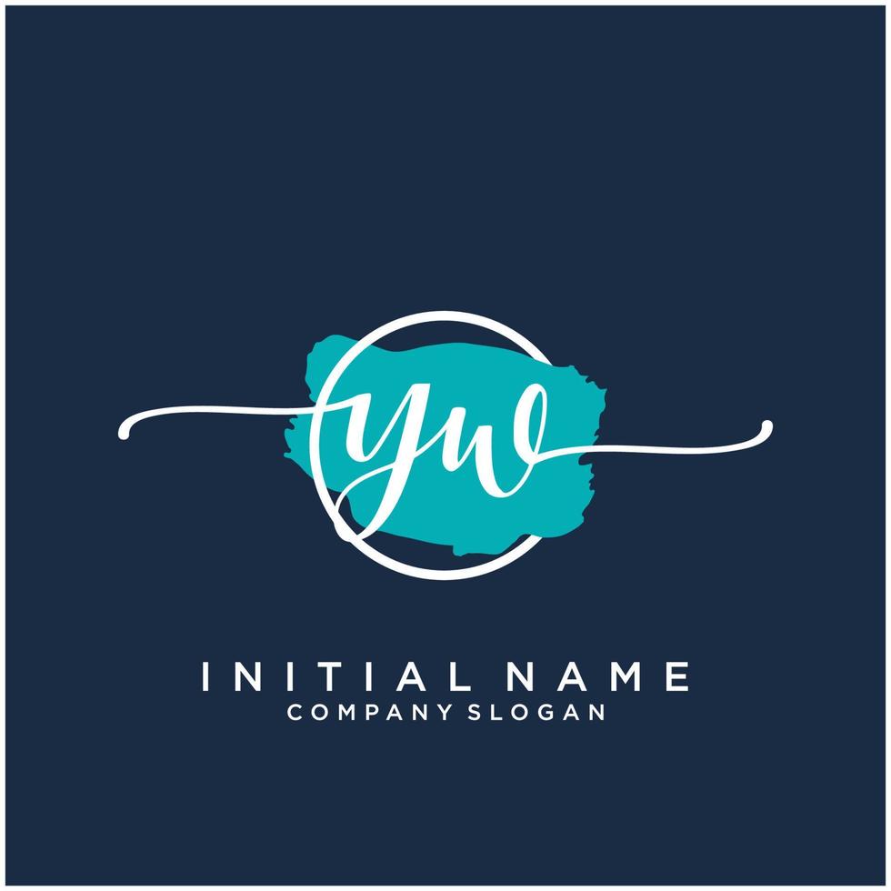 Initial YW feminine logo collections template. handwriting logo of initial signature, wedding, fashion, jewerly, boutique, floral and botanical with creative template for any company or business. vector