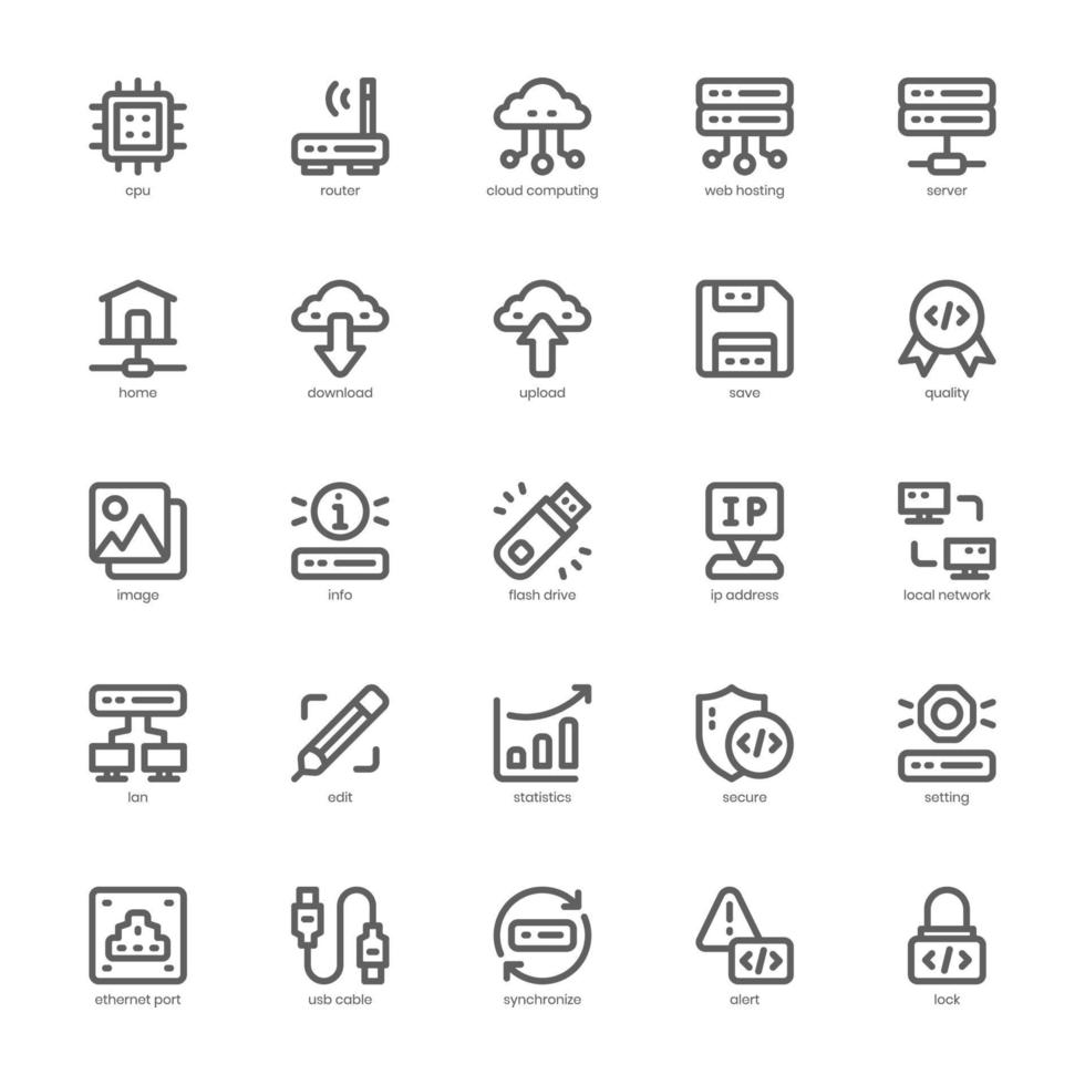 Website Hosting icon pack for your website design, logo, app, and user interface. Website Hosting icon outline design. Vector graphics illustration and editable stroke.