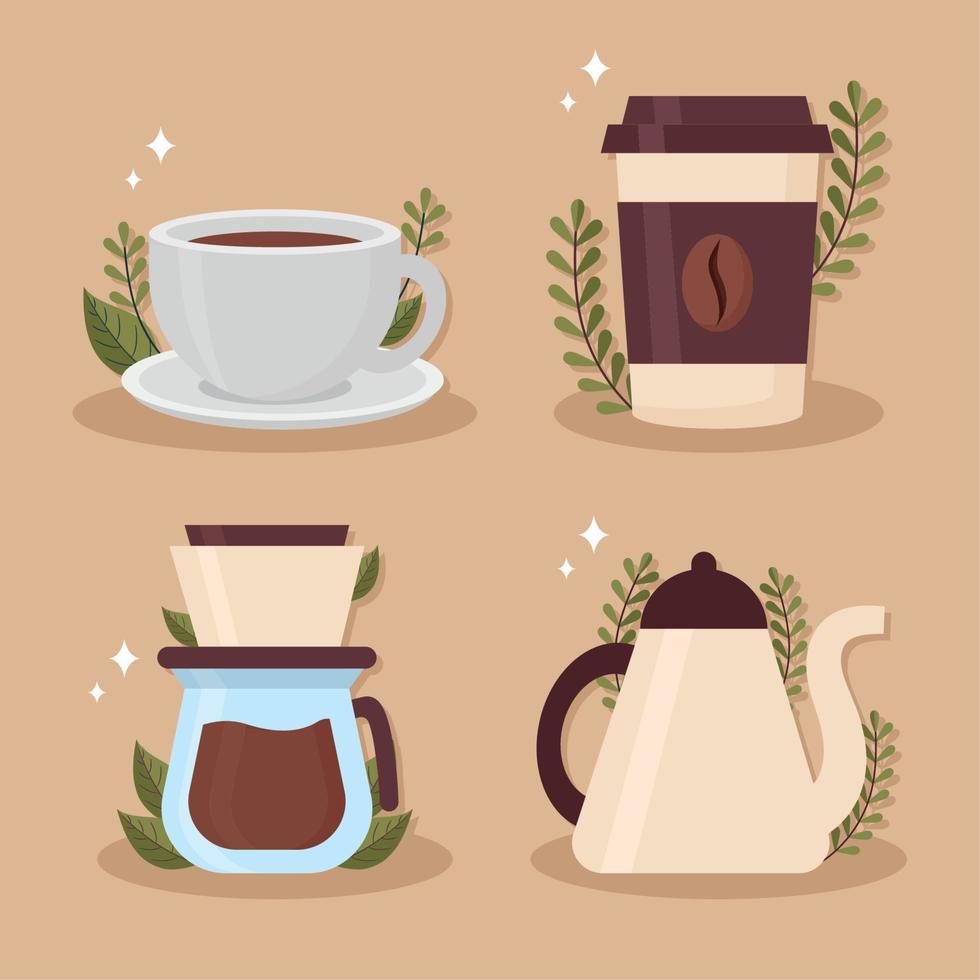 coffee items set vector
